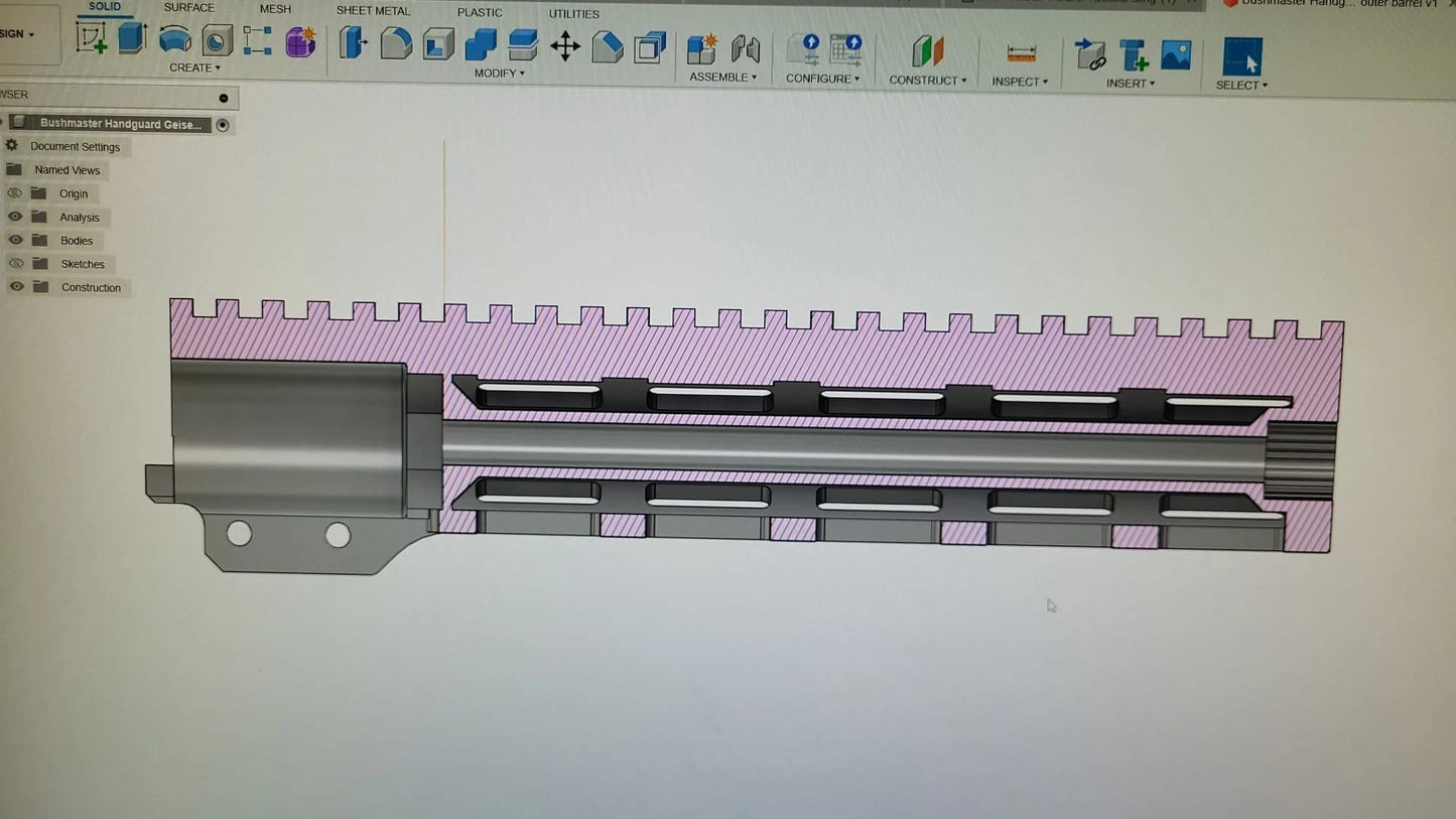 3D printed Handguard with integrated outer barrel