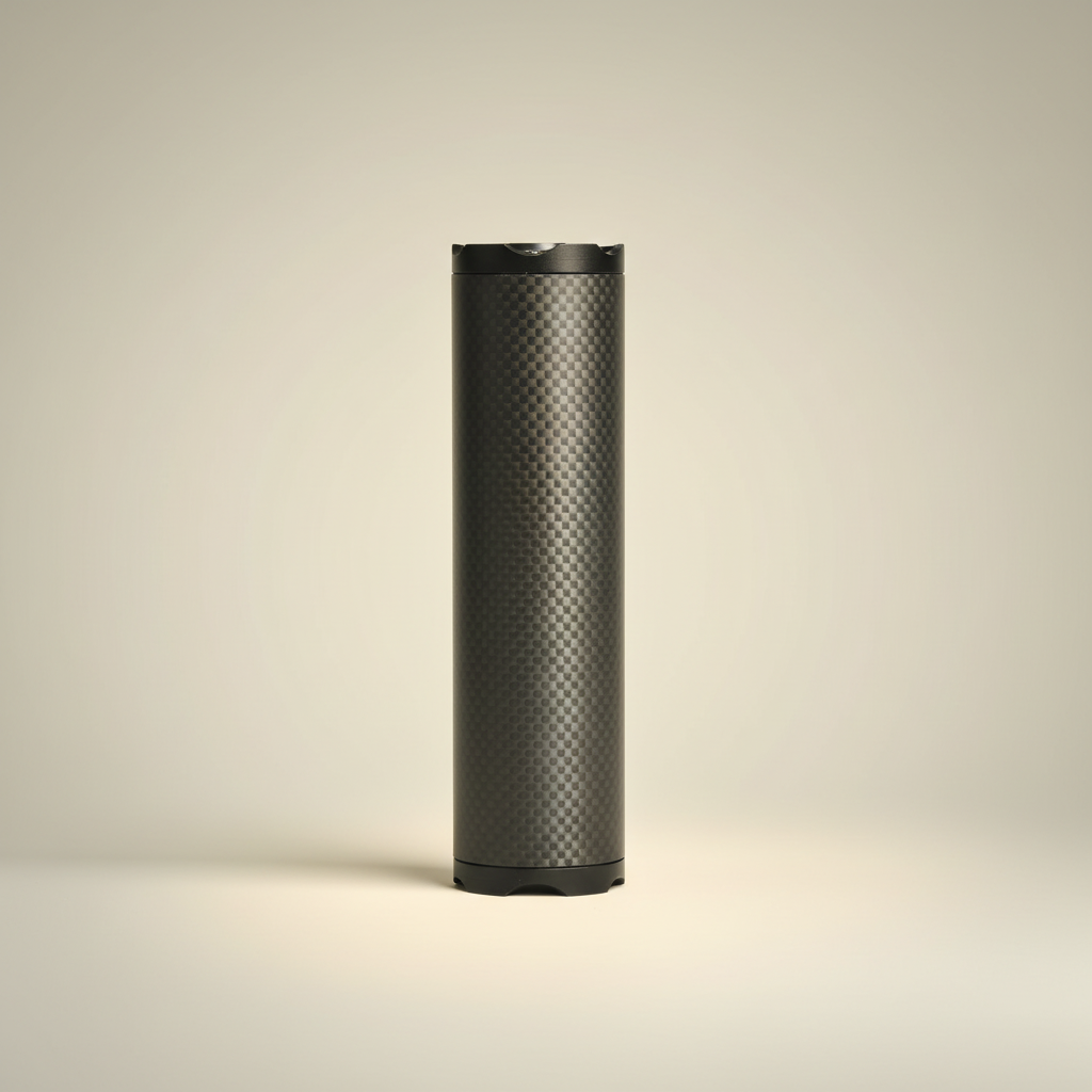 Bushmaster Model Core 150 mm carbon-fiber airsoft sound moderator on a neutral studio background